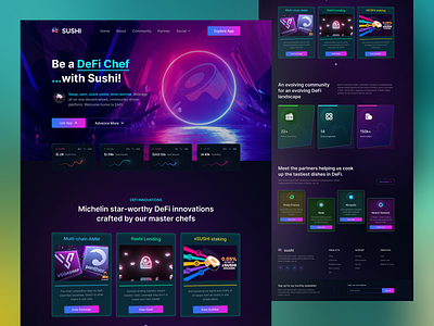 SushiSwap Landing Page Redesign Concept 3d animation branding graphic design logo motion graphics ui