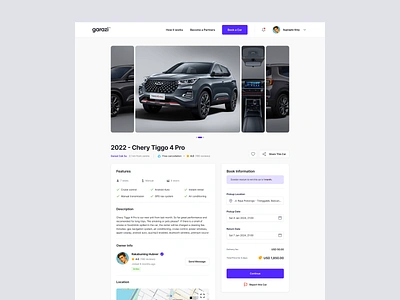 Garazi - Car Details app booking car dealer details image listing online platform preview product rent reserve saas shop showroom sliders software ui website