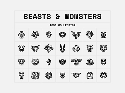 Beasts & Monsters - Icon Collection animal design icon illustration logo minimalist modern monster simple symbol