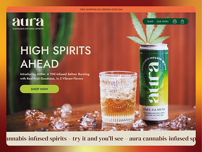 Aura Cannabis-Infused Spirits aura cannabis drink home page logo design marijuana spirits website website design