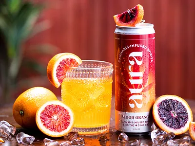 Aura Cannabis-Infused Spirits aura can cannabis label logo design marijuana packaging photography