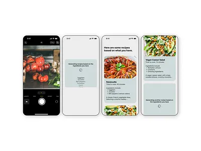 AI-Powered Recipe App uses camera to detect your ingredients ai flow mobile app ui ux vision