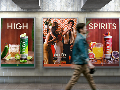 Aura Cannabis-Infused Spirits Campaign aura billboards branding campaign cannabis high spirits marijuana posters