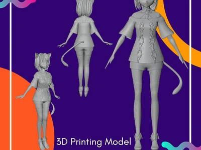 3D Printing Model 3d animation avatar bjd branding decor decoration pieces doll furry girl girl model graphic design logo motion graphics printing sculpting toy ui vrc vrchat