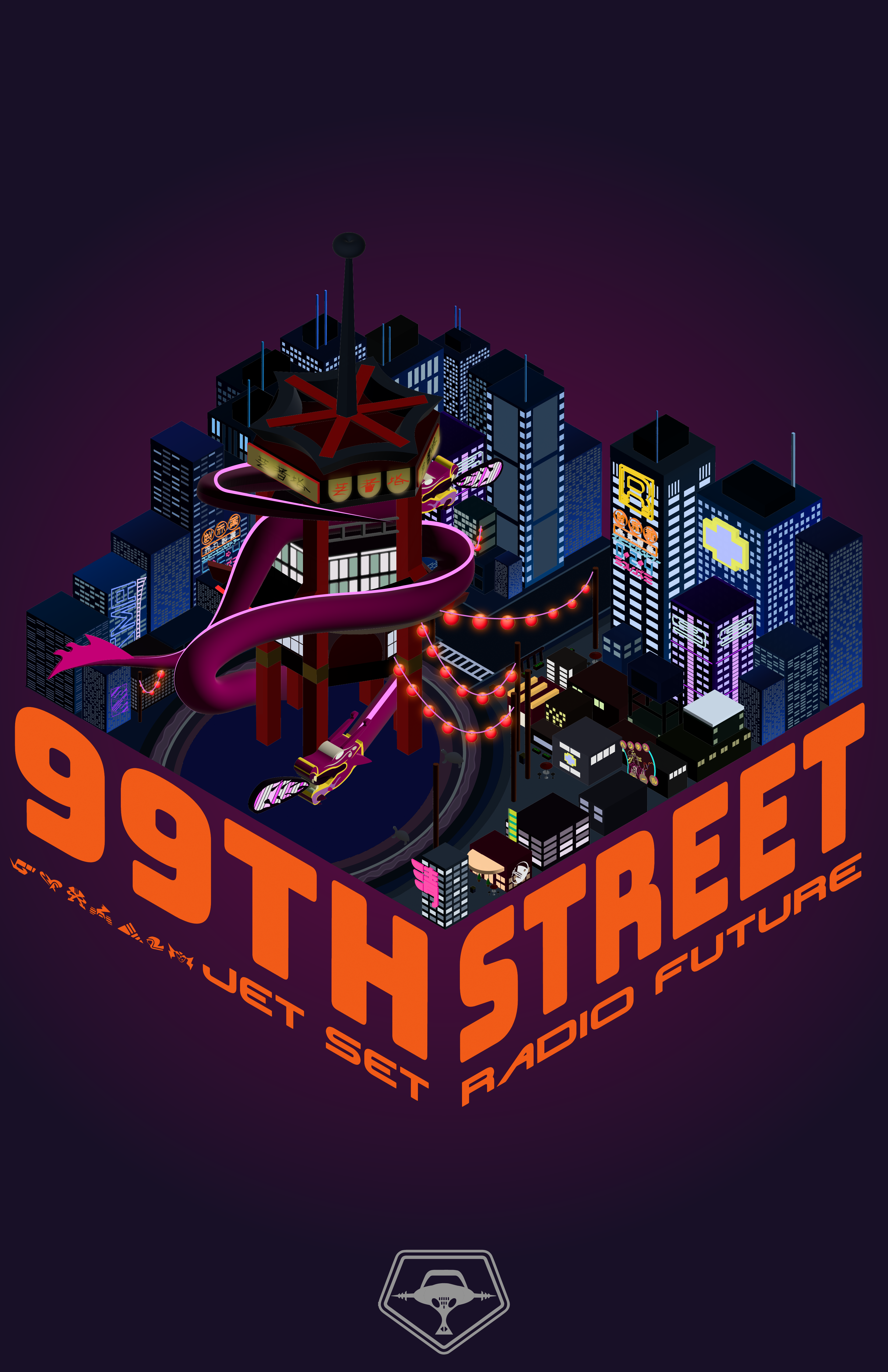 Jet Set Radio Future: 99th Street Isometric Poster adobe illustrator illustration isometric poster design