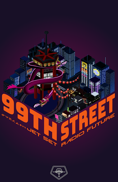 Jet Set Radio Future: 99th Street Isometric Poster adobe illustrator illustration isometric poster design