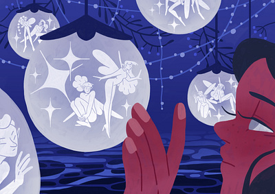 Moonlight 02 blue cover art design fairy fairy tale girl illustration pink