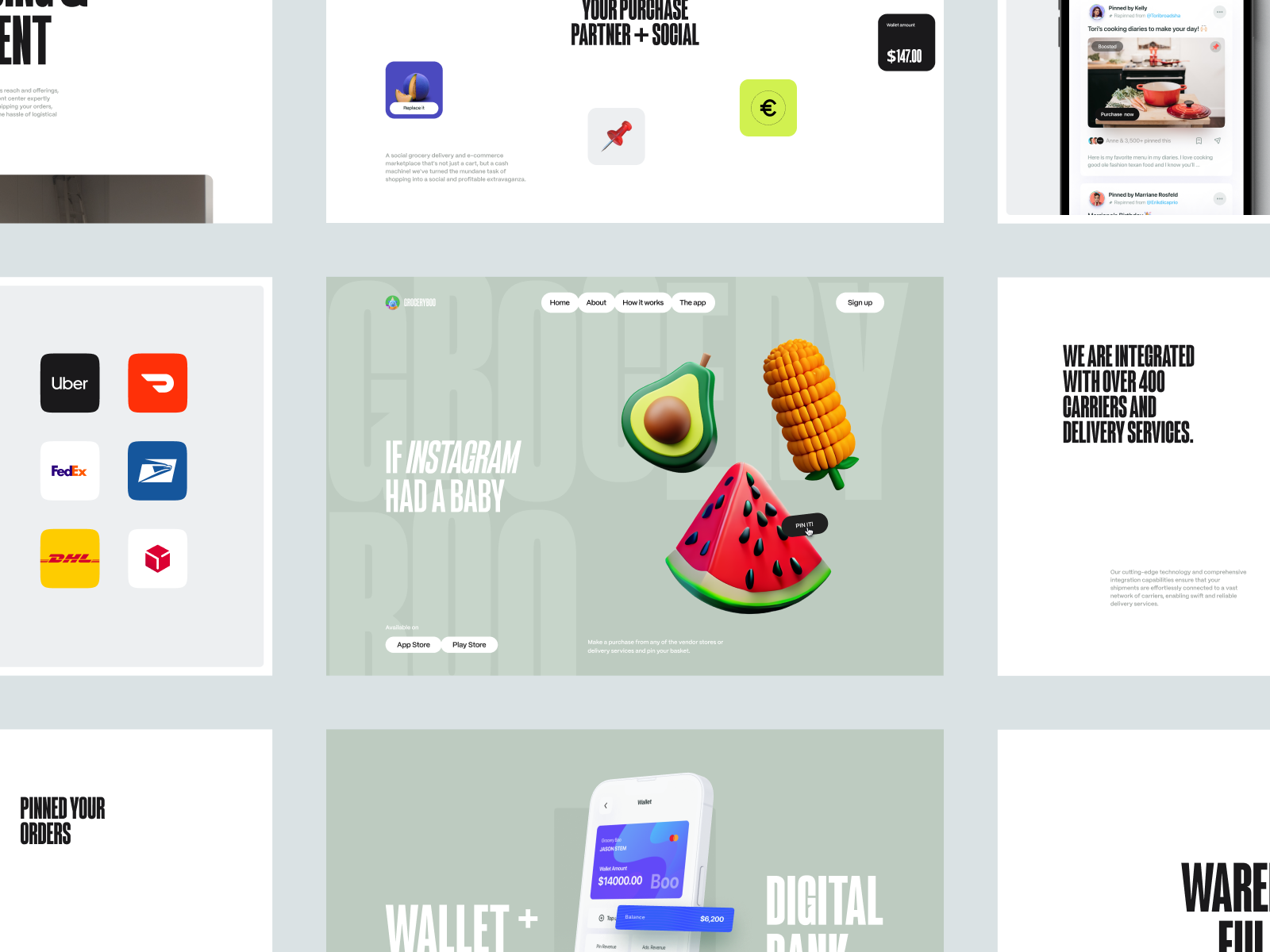Grocery Boo Website cart clean design ecommerce foods fruit groceries grocery landing page minimal minimalist shop shopping typography ui ux vegetables web design website