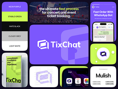 TixChat - Logo & Brand Identity brand brand guideline branding color paletter colors icon identity logo logo design logo designer logo inspiration logo mark minimalist logo modern logo patterns product design ticket booking typography ui visual identity