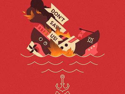 No SOS anchor below deck boat crash cruise design disaster explosion graphic design illustration ocean shipwreck sos ty type typography waves yacht