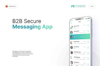 B2B Secure Messaging App Presentation app deck device messaging mobile pitch pitch deck pitching powerpoint ppt presentation slide technology