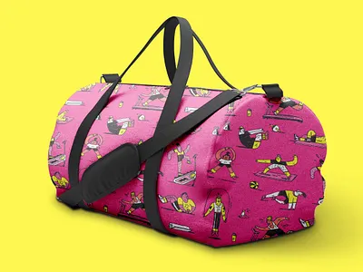 Gym Bag Pattern andrew haener funny gym bag illustration merchandise pattern pattern design product design sports surface design