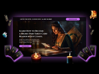 LANDING PAGE DESIGN FOR TAROT COURSE LANDING PAGE ai figma landingpage occult onepagewebsite tarot webdesign website