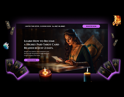 LANDING PAGE DESIGN FOR TAROT COURSE LANDING PAGE ai figma landingpage occult onepagewebsite tarot webdesign website