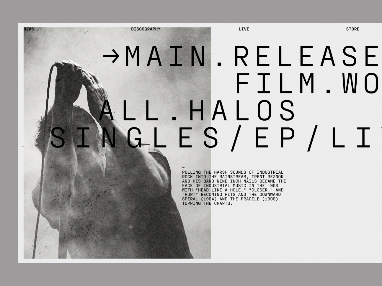 NINE INCH NAILS — layout exploration graphic design ui