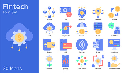 Fintech Icon Set design fintech graphic design icon line ui vector