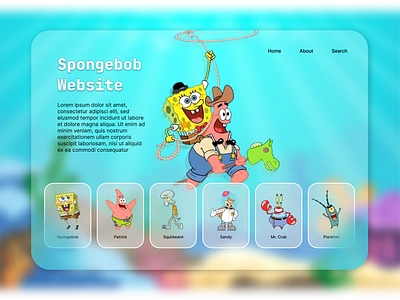 Glassmorphism Design - Spongebob Series Webstie animation graphic design ui