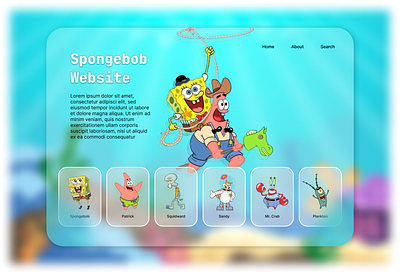 Glassmorphism Design - Spongebob Series Webstie animation graphic design ui