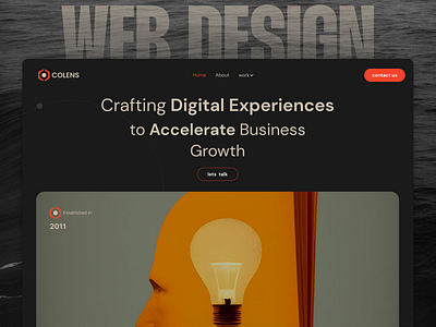 COLENS Web Design Agency concept landing page aesthetic agency branding clean ui daily ui dark mode illustration ui web design