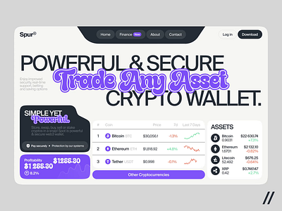 Crypto Wallet Landing Page crypto cryptocurrency design exchange finance fintech home page interface landing product design ui ux wallet web web interaction web ui website