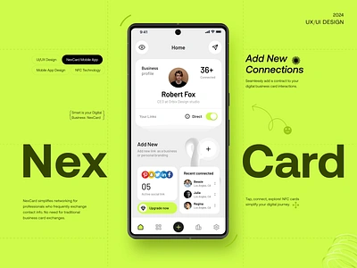 NexCard Mobile App | Orbix Studio add connection animation business card card connect digital business card graphic design ios minimal mobile app mobile app design motion motion graphics nfc card orbix studio product design smartcard social link social media ui