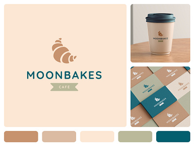 Moonbakes Branding branding cafe coffee logo logo design pastels restaurent