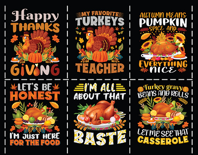 THANKSGIVING T-SHIRT DESIGN BUNDLE animation branding bulk t shirt design chiken custom design graphic design illustration logo motion graphics pumkin t shirt t shirt design thanksgiving thanksgiving t shirt design typography ui