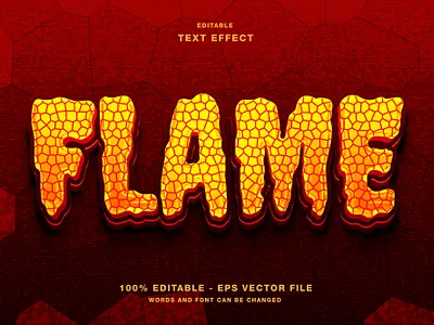 Flame Editable 3D Text Effect Vector 3d branding cartoon design editable text fire flame font game logo game title graphic design halloween illustration logo type mockup template text effect title ui vector