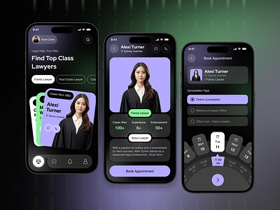 Online Lawyer Consultation App UI Design adviser advocate app design appointment app attorney app consultant app consultation design graphic design lawyer lawyer app lawyers legal legal adviser legal app legal services mobile app ui ui design ux design