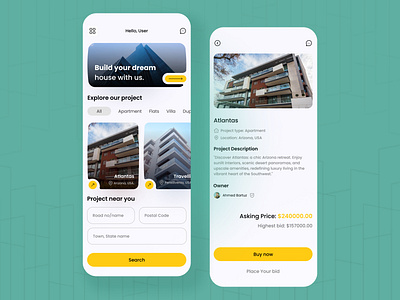 Real estate app ui design 3d apartment app design app ui best color design eye catching landing page real estate ui ui design