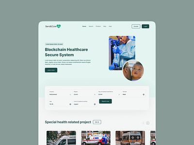 Blockchain healthcare website 💻🏥 blockchain landing page healthcare website ui modern landing page ui