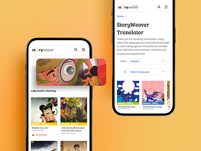 Storyweaver education graphic design kids storybooks ui