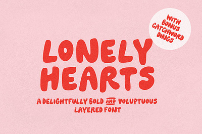 Lonely Hearts Layered Font all caps balloon balloon font bold bubble bubble font casual children comic comical fat funny glossy greeting card humorous kids layered party playful shine
