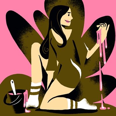 Pink paint digital illustration female illustration girl graphic design illustration illustrator minimal paint painting pink