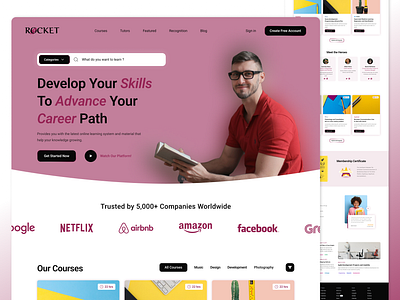 E-Learning Platform Landing Page branding design graphic design landing page typography ui ux vector web design