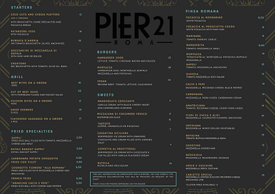 Pier 21 menu