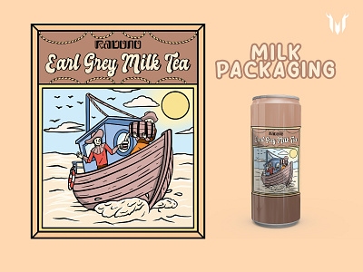 Illustration for milk packaging design product digital art illustration illustration milk milk milk tea packaging milk pirates product design ship summer summer illustration