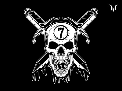 Skull for Tattoo Design 7 dagger dagger design dagger illustration dagger tattoo dark art horror skull number7 seven skeleton skull skull design skull horror skull tattoo tattoo dagger tattoo skull