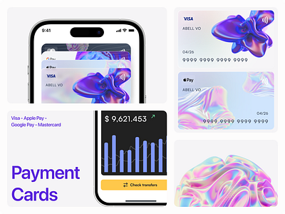 Payment Card Mobile App Bento Concept 3d object banking bento bento design google pay gradients interface mastercard mobile app numbers payment payment card payment form paypal ui ui design visa visual visual design