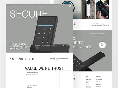 Interloc - Smart Lock IOT for home 3d blender clean design industry device iot landing page marketing minimal saas smart lock swiss design ui design website