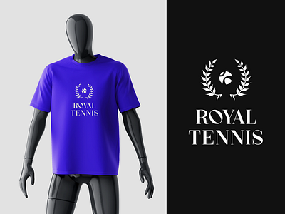 Royal Tennis Logo Design black blue branch brand branding logo maneken premium royal tennis tree