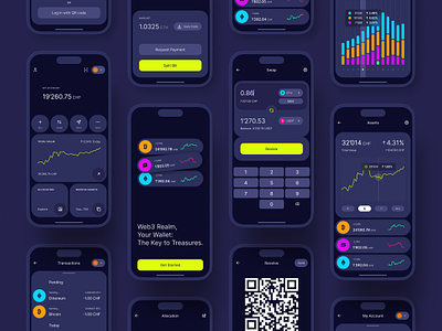 Web3 Wallet App app blockchain charts clean clear contrast crypto ios lemon lime minimalist mobile product design simple space cadet ui ui design ui freestyle user interface web3 what if