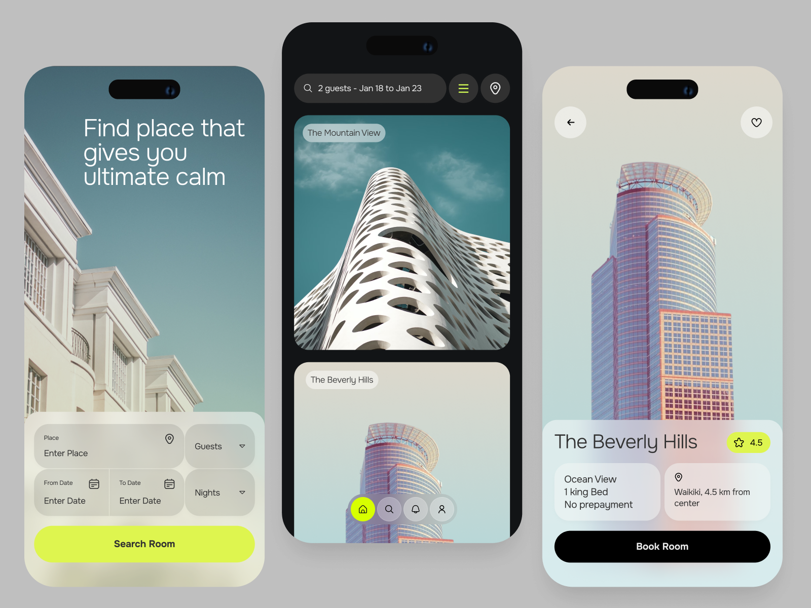 Hotel Booking App UI-UX app appdesign beach booking design dribbbleshot elegant hotel hotelbooking management minimal outdoor room travel travelapp userexperience userinterface