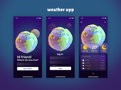 Weather application 3d graphic design ui