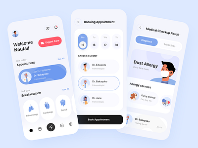 Medical App allergy appointment booking doctor doctor appointment health healthcare life style medical medical app mobile ui mockup ui ux