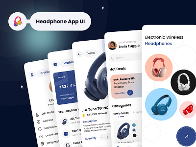 Headphone Mobile App UI Design application creative layout
