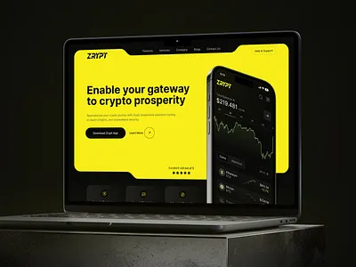 Zrypt Landing Page - Crypto Trading Mobile App applanding applandingpage apppromo branding crypto cryptoapp cryptoapplanding cryptowebsite dark darkmode design landingpage landingui promopage trading tradingwebsite ui uidesign webdesign webui