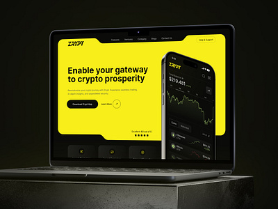 Zrypt Landing Page - Crypto Trading Mobile App applanding applandingpage apppromo branding crypto cryptoapp cryptoapplanding cryptowebsite dark darkmode design landingpage landingui promopage trading tradingwebsite ui uidesign webdesign webui