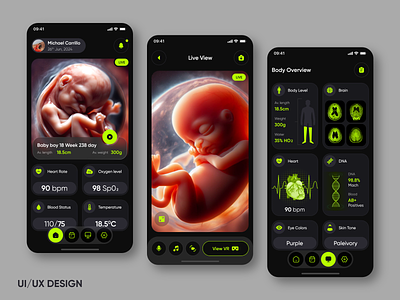 Artificial Wombs Mobile App Design ai app artificial intelligence artificial womb baby branding child dad ivf mobile mom mother motherhood parenthood parenting parents pregnancy vector womb womb app