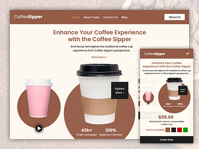 Coffee Sipper eCommerce Hero Section UI coffee sipper coffee sipper ecommerce design ecommerce hero section ecommerce ui ecommerce website mobile app design ui ui design